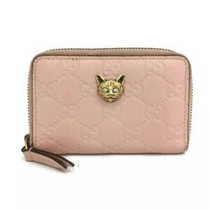 Gucci Linea Cat Blush Pink Leather Wallet